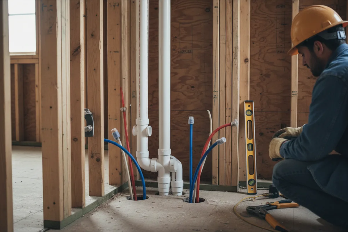 Drain and supply rough-in during Toilet Repair and Installation in Omaha